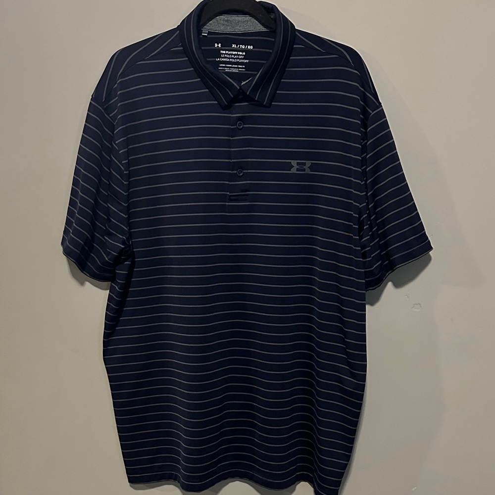 Under Armour Men's Dark Blue Striped Polo